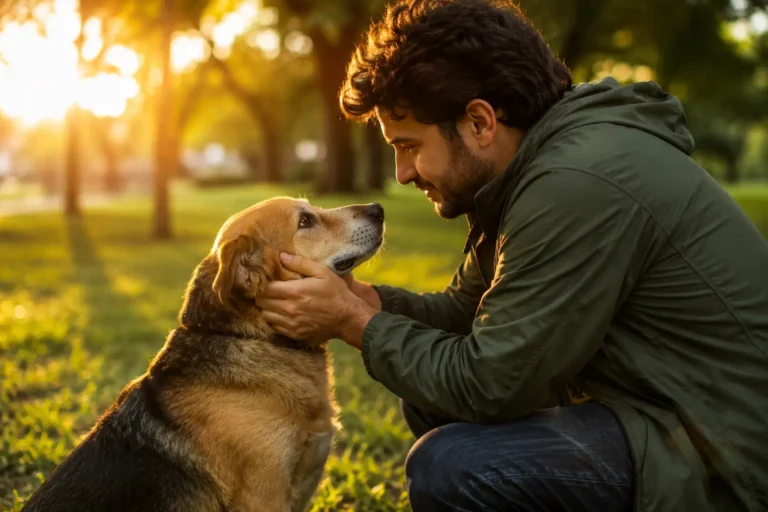 A forte conexão entre voce e seu cão adotado.