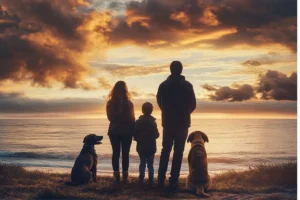 Responsabilidade de cuidados com o cão compartilhada com toda a familia.