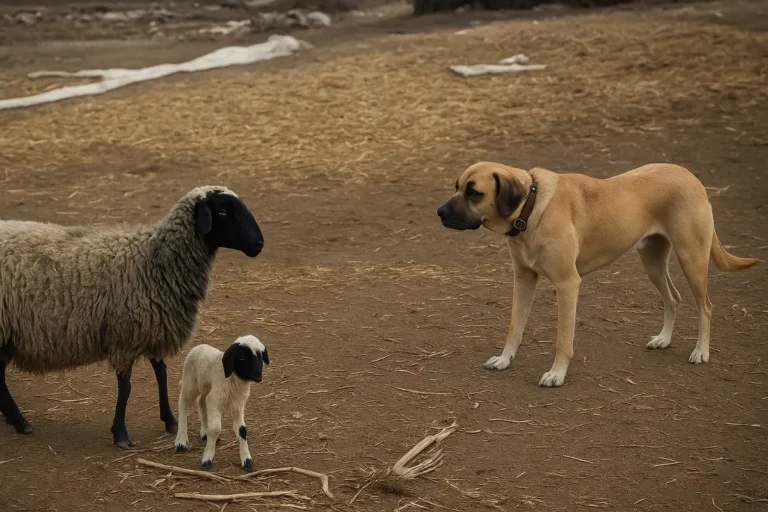 Kangal o cão que protegeu uma ovelha e seu filhote