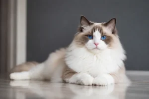 O lindo gato da raça Ragdol
