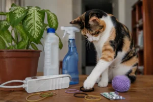 Existem dentro das nossas casas objetos perigosos para gatos.