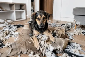 Cães que destroem tudo quando estão sozinhos.
